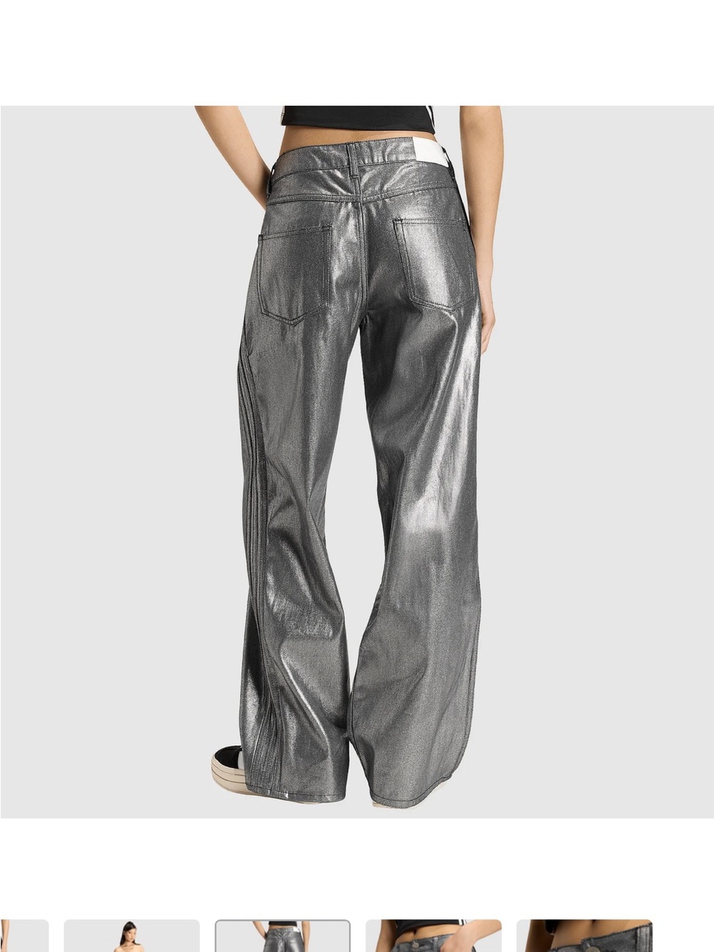 Adidas Originals Metallic Silver Wide-Leg Denim Pants